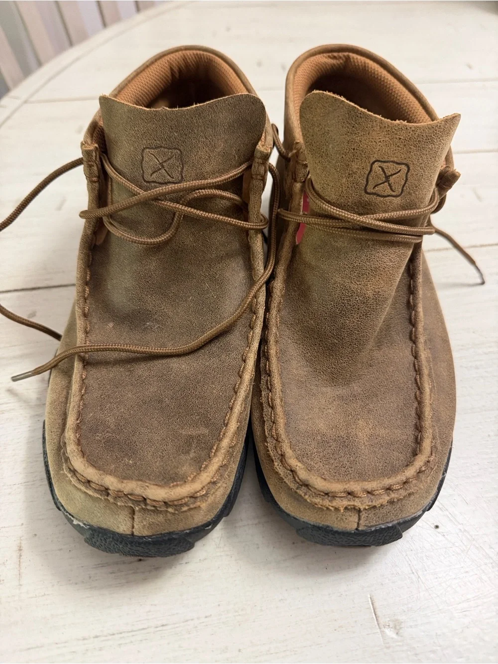 Kids Twisted X Casual Suede Moccasin Loafers in Brown